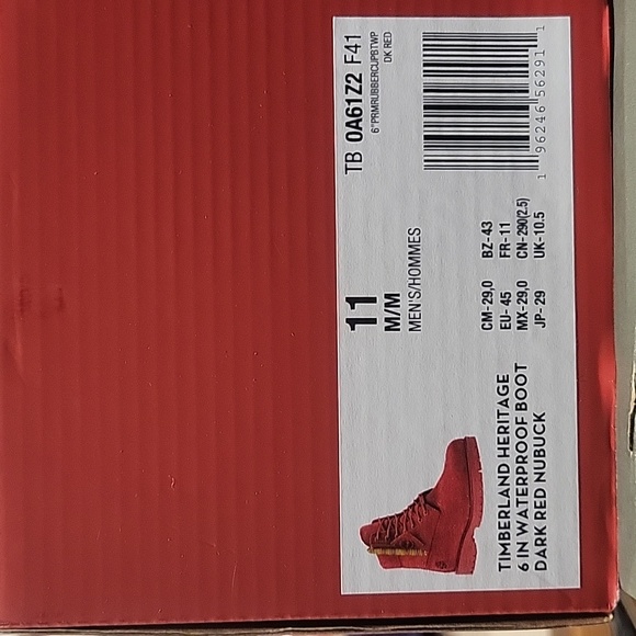 Timberland 6 Inch Premium Waterproof Boot Triple Red Mens New TB0A61Z2F41 - Picture 8 of 10